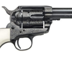 Taylors & Company 200059 1873 Cattleman Outlaw Legacy 357 Mag Caliber with 4.75" Barrel, 6rd Capacity Cylinder, Overall Blued Engraved Finish Steel & Ivory Synthetic Grip