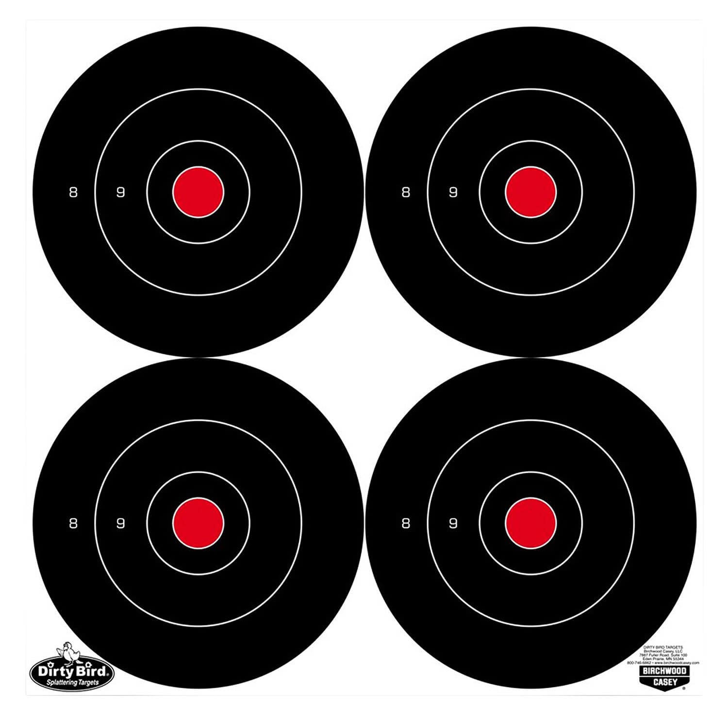Birchwood Casey 35570 Dirty Bird 6" Bullseye Tagboard Hanging Black/White 100 Per Pkg