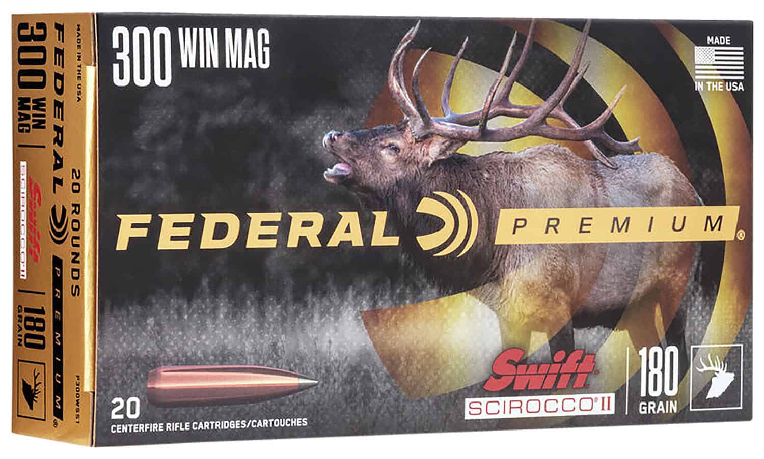 Federal P300WSS1 Premium 300WinMag 180gr Swift Scirocco II 20 Per Box/10 Case