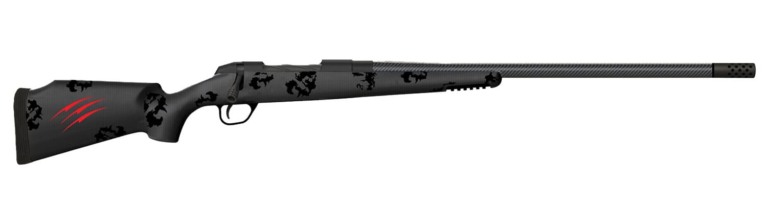 Fierce Firearms FCTRG65PRC24BBO CT Rage 6.5 PRC Caliber with 3+1 Capacity, 24" Carbon Fiber Barrel, Black Cerakote Metal Finish & Blackout Camo Fixed Fierce Tech C3 Stock, Right Hand (Full Size)