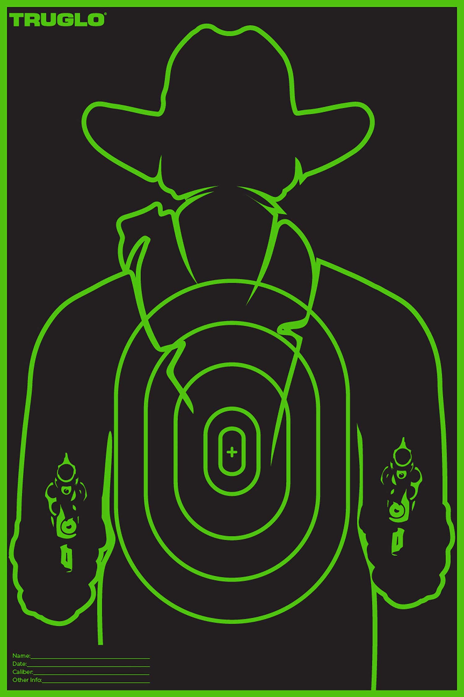 TruGlo TG16A6 Tru-See Gunslinger Target Self-Adhesive Heavy Paper Black/Green 12"x18" Cowboy 6 Pack