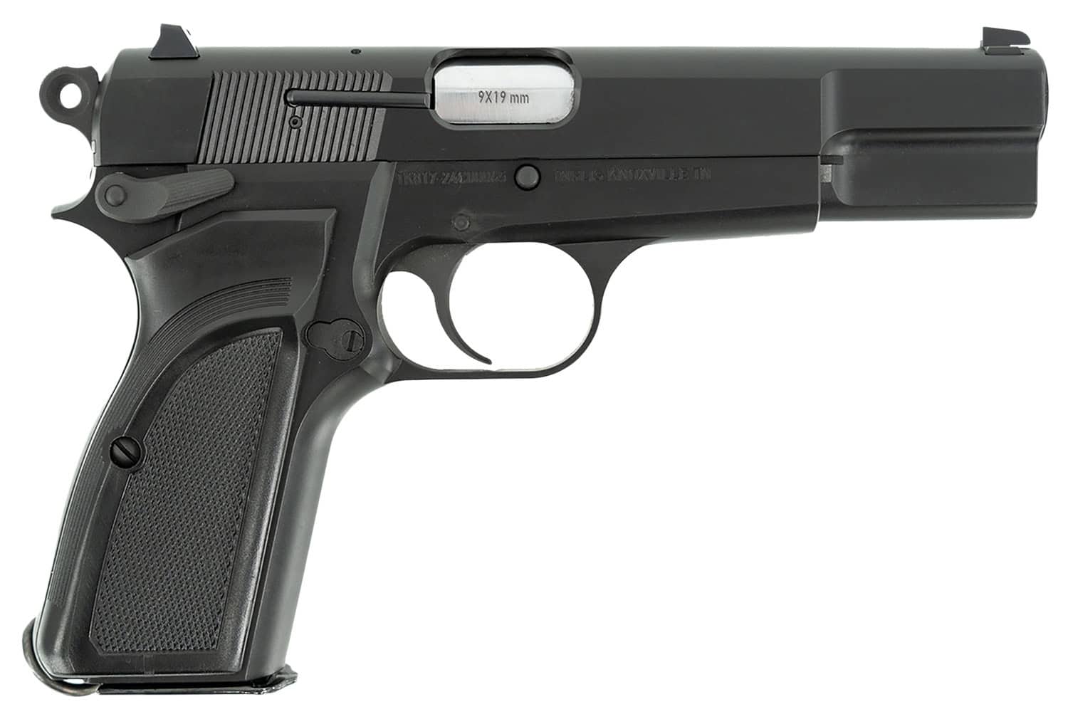 Inglis 12000000 L9A1 Full Size Frame 9mm Luger 15+1 4.70" Hard Chrome Plated Stainless Steel Barrel, Black Cerakote Steel Serrated Slide, Black Cerakote Steel Frame, Black Plastic Grip