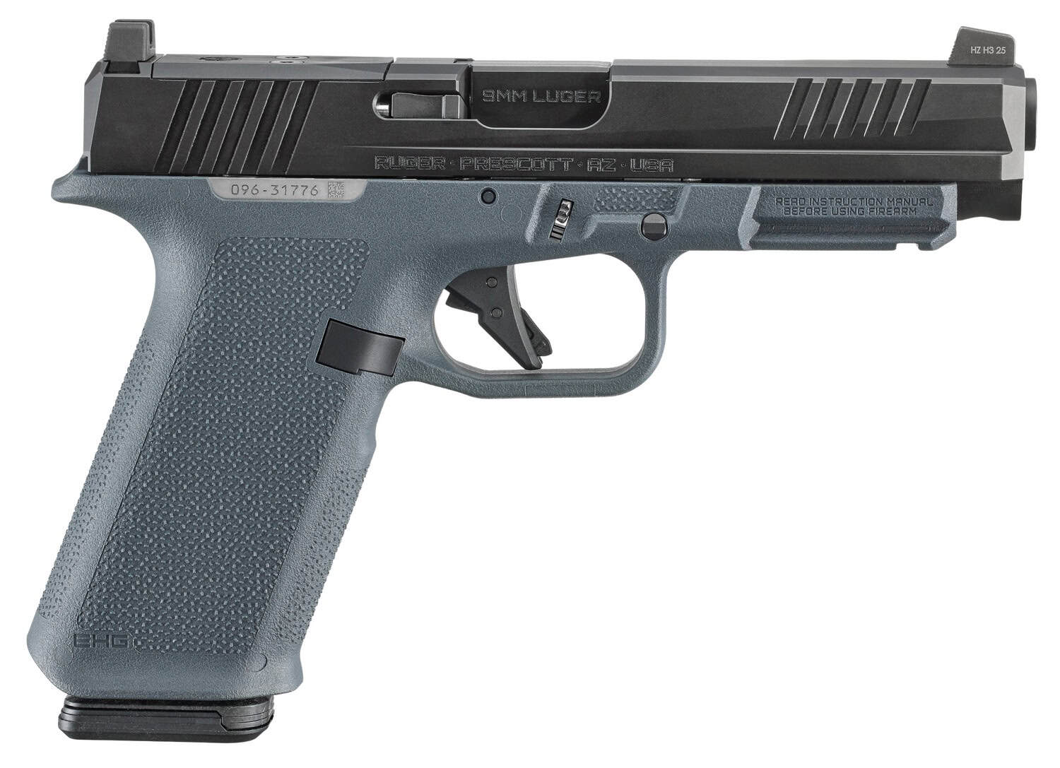 Ruger 19443 RXM 9mm Luger 17+1 4.50" Black FNC Nitride Alloy Steel Barrel & Optic Ready/Serrated Slide, Stealth Gray Polymer Frame w/Accessory Rail, Textured Grip, RMR/RMSc/DeltaPoint Pro Footprint