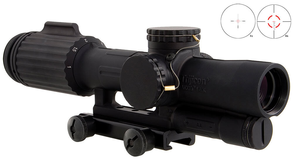 Trijicon 1600004 VCOG 1-6x 24mm Obj 95-15.90 ft @ 100 yds FOV Matte Black Finish LED Illuminated Red Segmented Circle w/Crosshair 308 175gr W/TA51 Mount