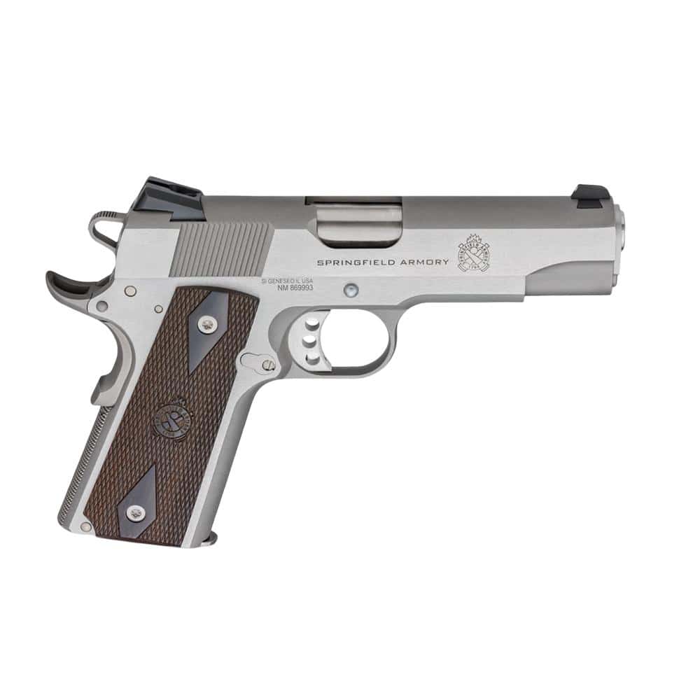 Springfield 1911 Garrison Handgun .45 Auto 7rd Magazine(1) 4.25" Barrel Wood Grips Stainless