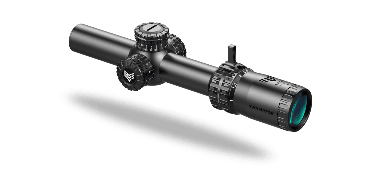Swampfox Arrowhead LPVO Series Rifle Scope 1-8x24 30mm SFP IR Red MOA Black