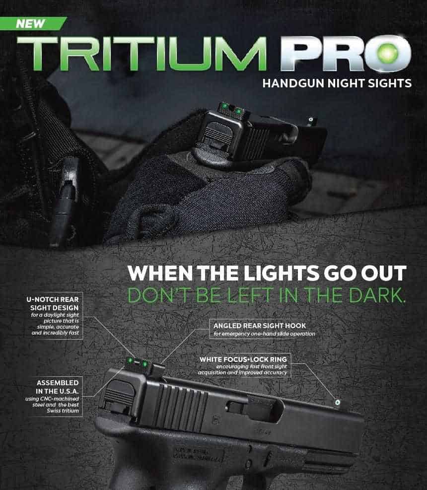 Truglo Tritium Pro Night Sights Fit Kahr Arms K MK P PM T&TP Models with New Dovetail (Post-2004) - Front Outline White/Rear Green
