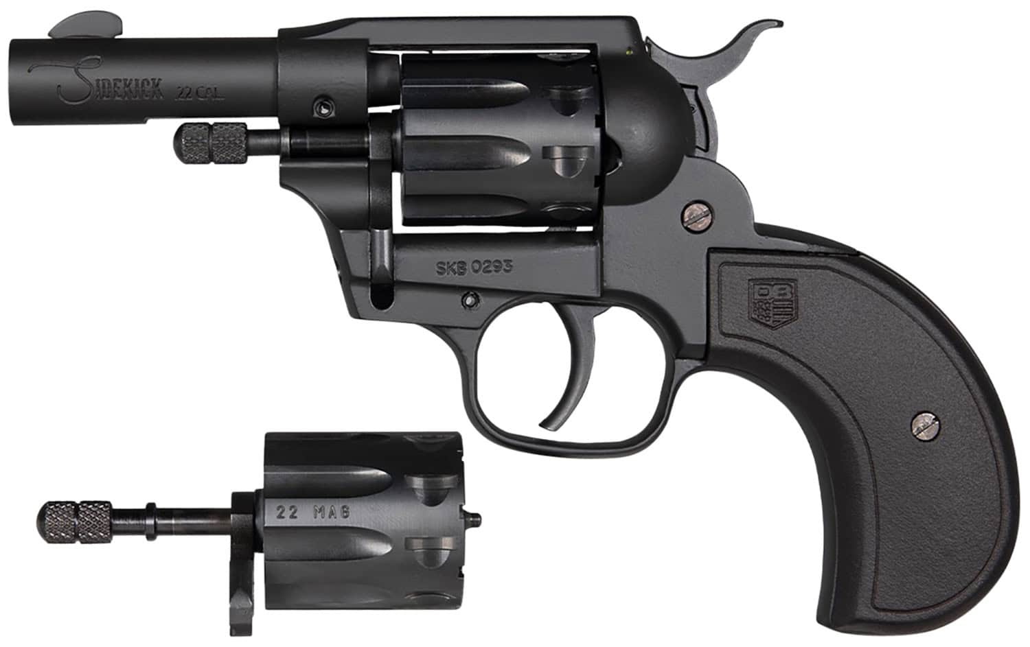 Diamondback DB0600A001 Sidekick 22 LR/22 Mag 9 Shot 3" Black Cerakote Steel Barrel & Cylinder, Zinc Alloy Frame, Black Birdshead Polymer Grip, Hammer Safety, Exposed Hammer